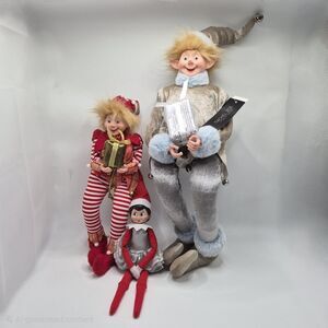 RACHEL ZOE Christmas Deco Elf On The Shelf Posable Lot Of 3